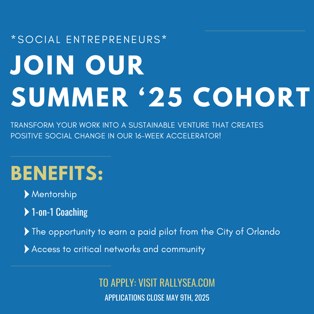 Time is running out to apply for Rally’s Summer 2025 Cohort! Don’t miss your chance to join a community of changemakers and access mentorship, coaching, and support to scale your venture. 
 
📅 Applications Close: Tomorrow, May 9! 
📌 Apply now: rallysea.com/accelerator