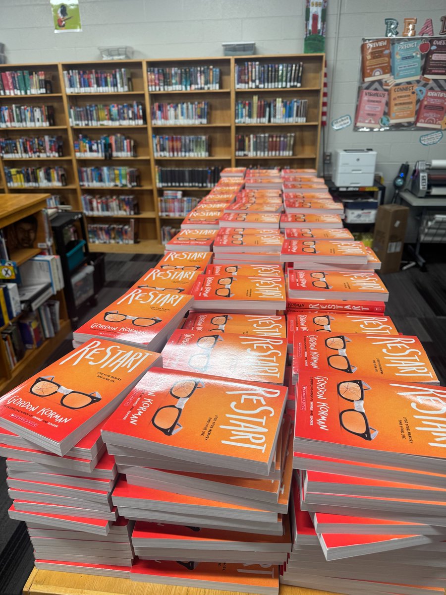 gordonkorman's tweet image. According to the NY Times bestseller list, #RESTART is once again the #1 kids&apos; paperback in the country! I&apos;m sure this didn&apos;t hurt - a secret stash of copies for an all-school read at Houston MS, Germantown, TN!