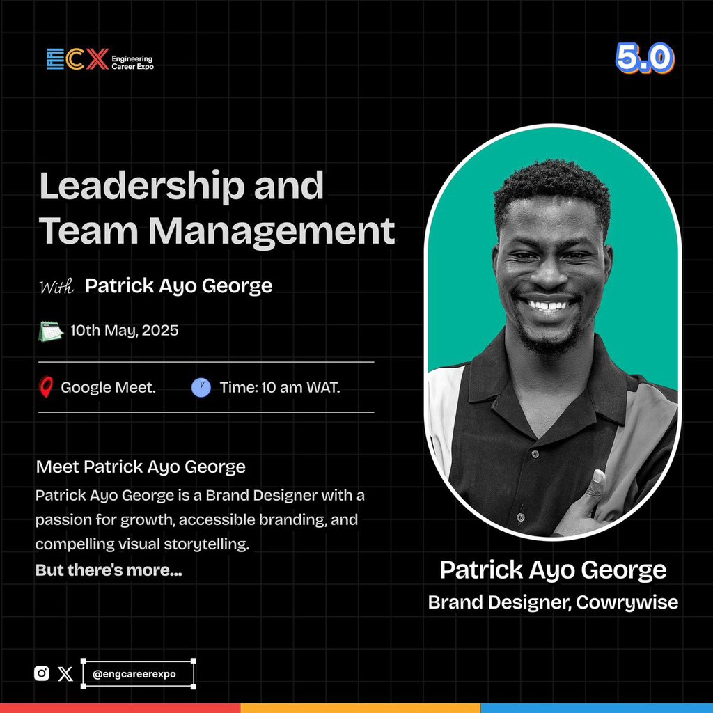 Taking the lead is one of the most important aspects of a workflow’s success.
Our soft skills training continues this Saturday as Patrick Ayo George takes us through Leadership and Team Management, unpacking what it truly means to take the lead and manage a team.💙💛❤️