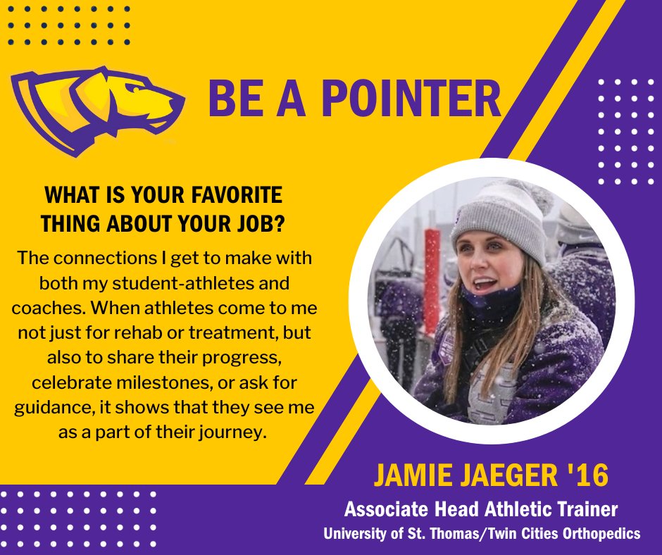 UWSP Athletic Training (@uwsp_at) on Twitter photo It's all about the connections for alumna Jamie Jaeger '16, associate head athletic trainer at <a href="/TommieAthletics/">St. Thomas Athletics</a>/<a href="/twincitiesortho/">Twin Cities Orthopedics</a>. Read more about her experience in our Be a Pointer alumni spotlight: bit.ly/uwspmsatalumni. #UWSP It's all about the connections for alumna Jamie Jaeger '16, associate head athletic trainer at <a href="/TommieAthletics/">St. Thomas Athletics</a>/<a href="/twincitiesortho/">Twin Cities Orthopedics</a>. Read more about her experience in our Be a Pointer alumni spotlight: bit.ly/uwspmsatalumni. #UWSP
