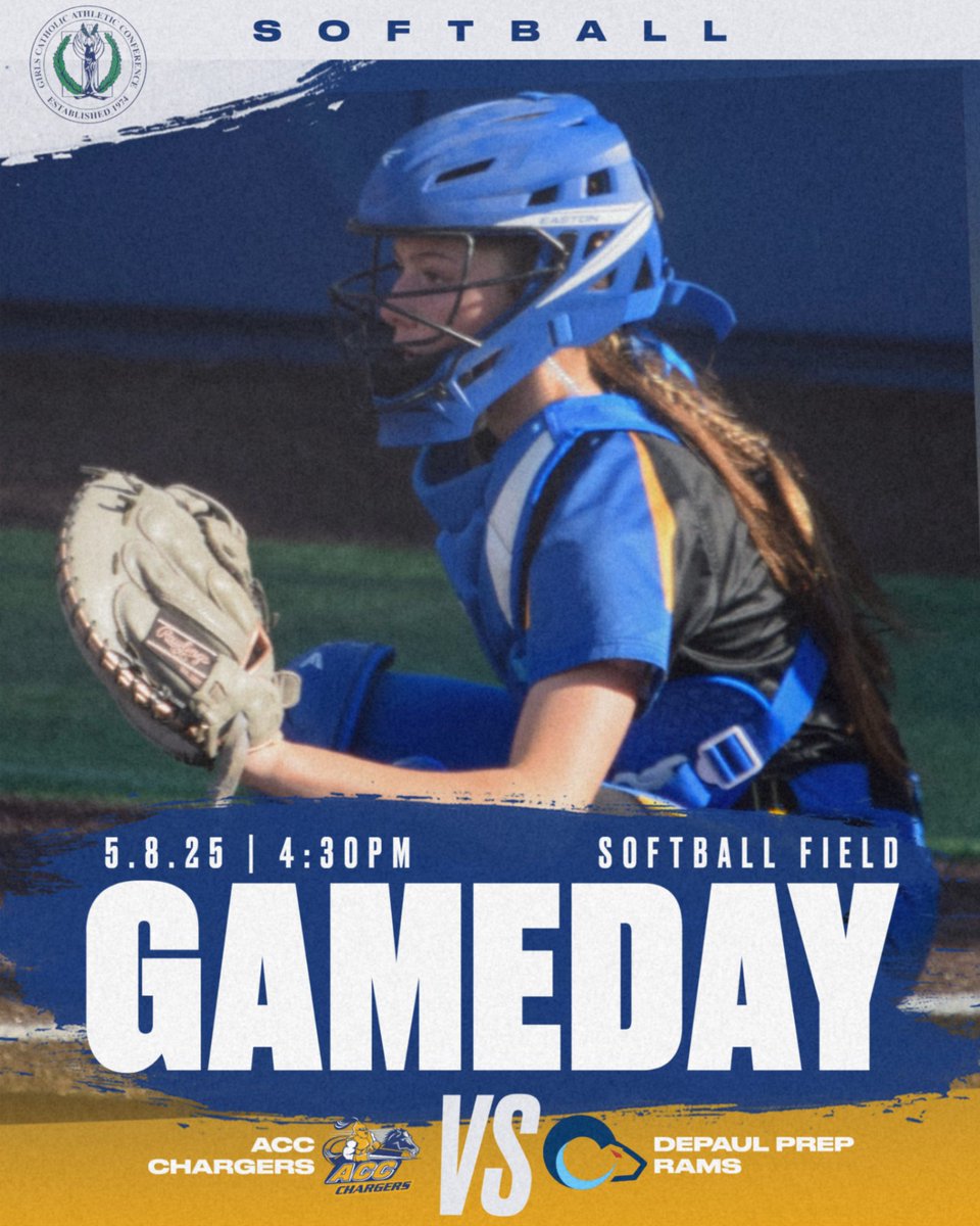 GAMEDAY! Softball hosts DePaul Prep at 4:30 pm. ACC clinches a share of the GCAC Championship with a win. We need everyone to come out and show their support! Go Chargers!