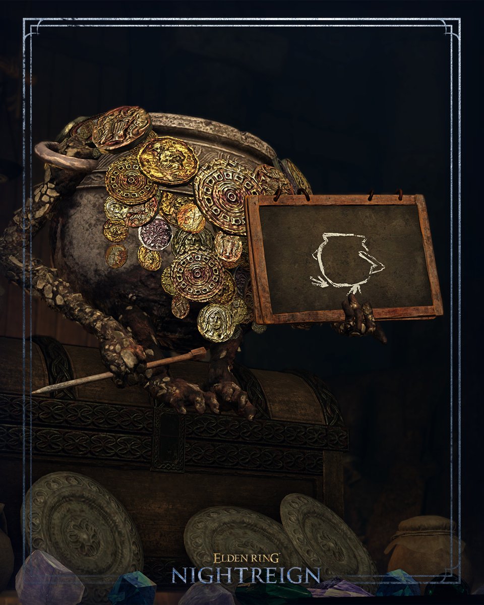 Trinkets and relics may shift the tide of your expeditions in your favor.
But power comes at price - the somber coin of your battles.

Pre-order #ELDENRING #NIGHTREIGN: bnent.eu/Preorder-NIGHT…