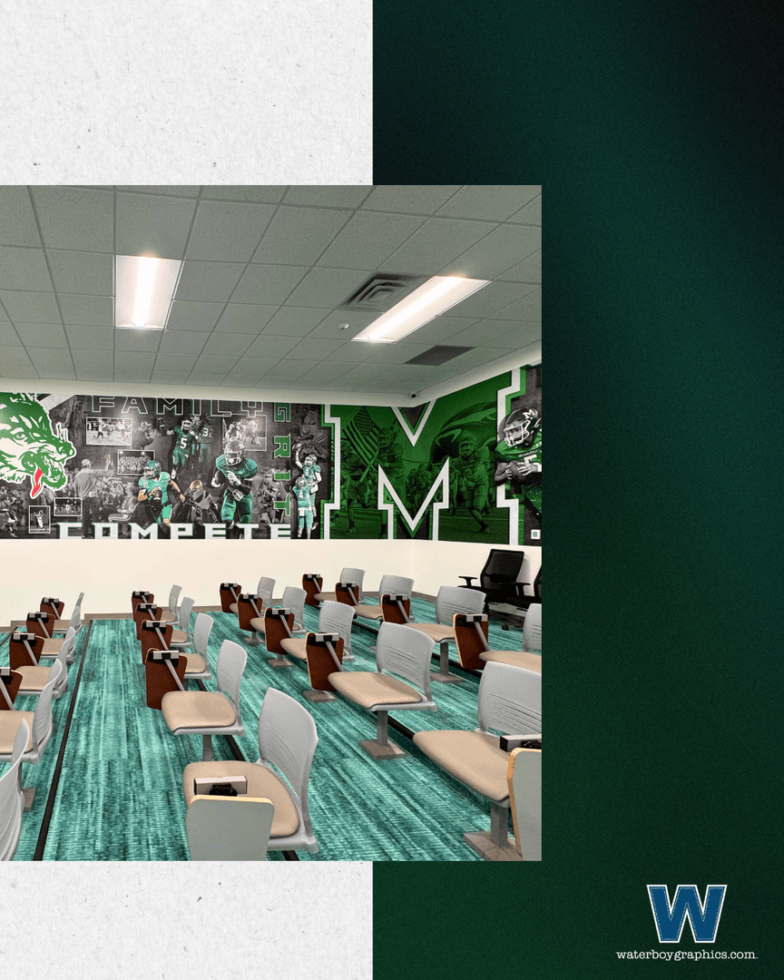 We outfitted the athletic office at Monahans High School with this gorgeous vinyl wrap along the back wall, adding a pop of excitement and school spirit to the room and their meetings!

Want custom vinyl wrap? Visit our website to see how we can transform spaces at your school!