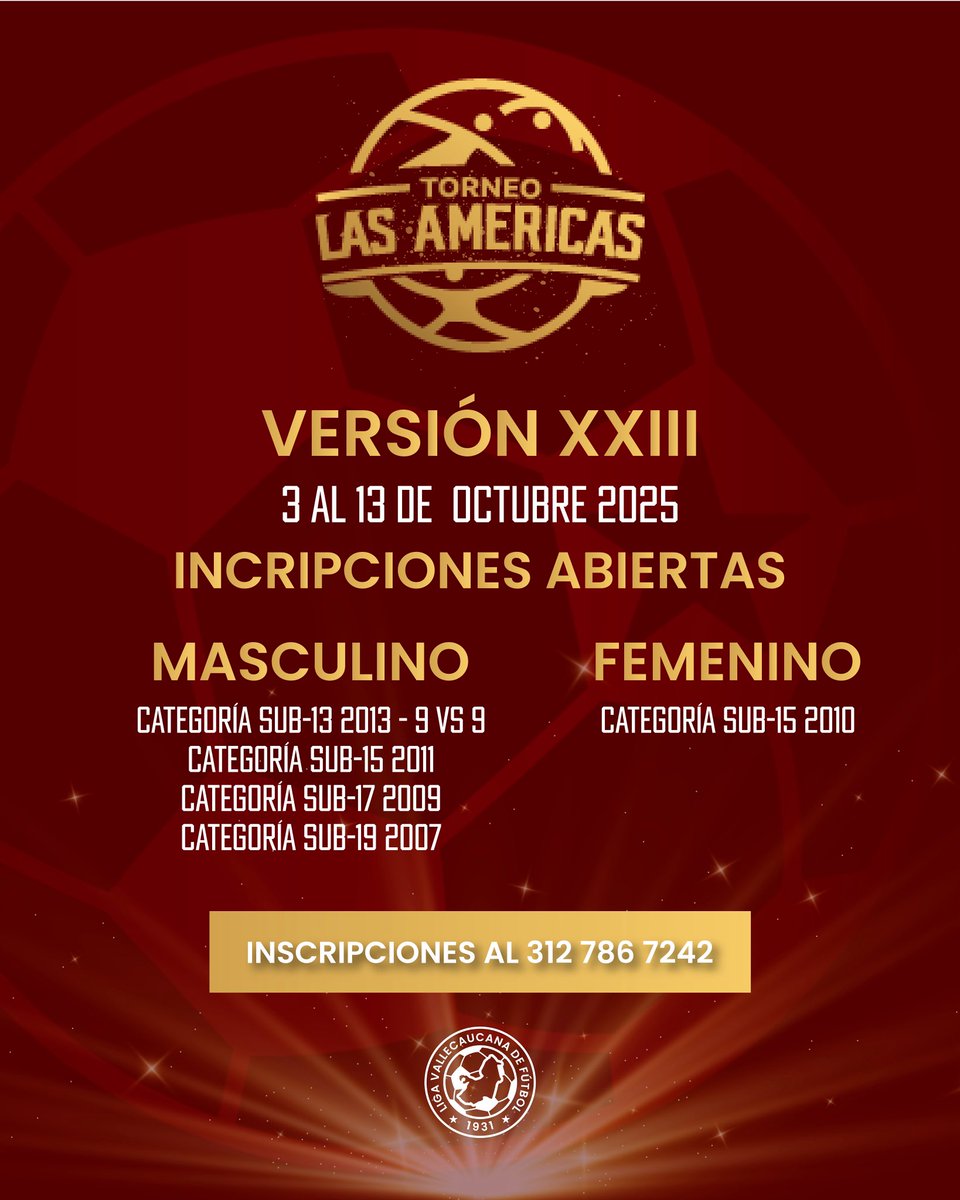 Ya viene Torneo Las Américas 2️⃣0️⃣2️⃣5️⃣
Separa tu cupo porque este año tenemos novedades ✌️⚽️
Más info ⬇️
#LasAmericas