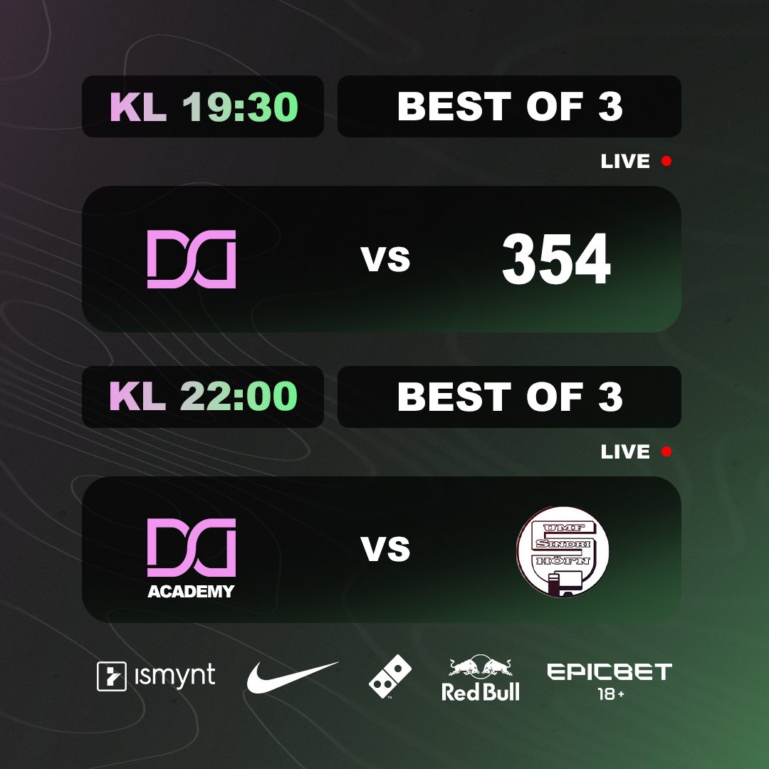 Stórmeistaramót Ljósleiðarans – 3. umferð!
Aðalliðið (1-1) mætir 354 kl. 19:30
Dusty Academy (0-2) mætir Sindra kl. 22:00

Fylgist með í beinni: twitch.tv/dustyiceland