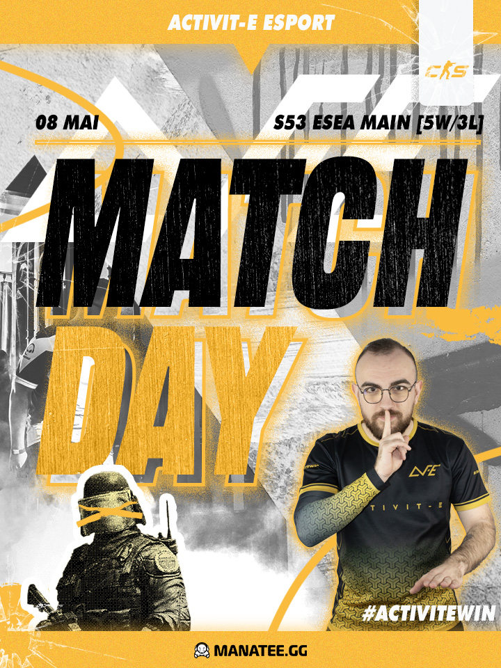 ACTIVIT-E (@esportactivite) on Twitter photo 💣#CS2 | S53 <a href="/ESEA/">ESEA League</a> MAIN
Mental reset => ✅
Ce soir, c’est double dose de compétition avec deux matchs au programme ! 🔥
L'objectif => Aller chercher cette 6ème et 7ème victoire pour relancer la dynamique et remettre l’équipe dans le goût de la gagne ! Ils sont prêts. Et vous ? 💣#CS2 | S53 <a href="/ESEA/">ESEA League</a> MAIN
Mental reset => ✅
Ce soir, c’est double dose de compétition avec deux matchs au programme ! 🔥
L'objectif => Aller chercher cette 6ème et 7ème victoire pour relancer la dynamique et remettre l’équipe dans le goût de la gagne ! Ils sont prêts. Et vous ?