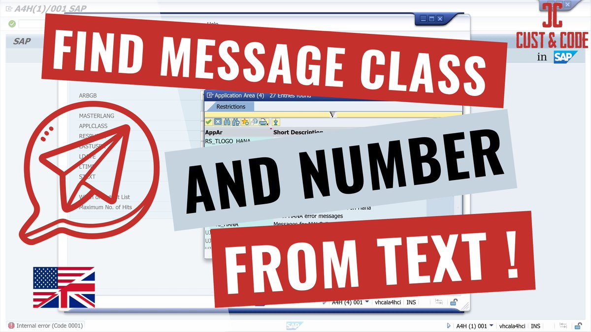 CustAndCode's tweet image. I will show you how to find only with the message text, the message number and the message class. 🔍We all know the situation where we are in the middle of a program and suddenly a message text is displayed. 🤔youtu.be/G-vtUS5Lrts