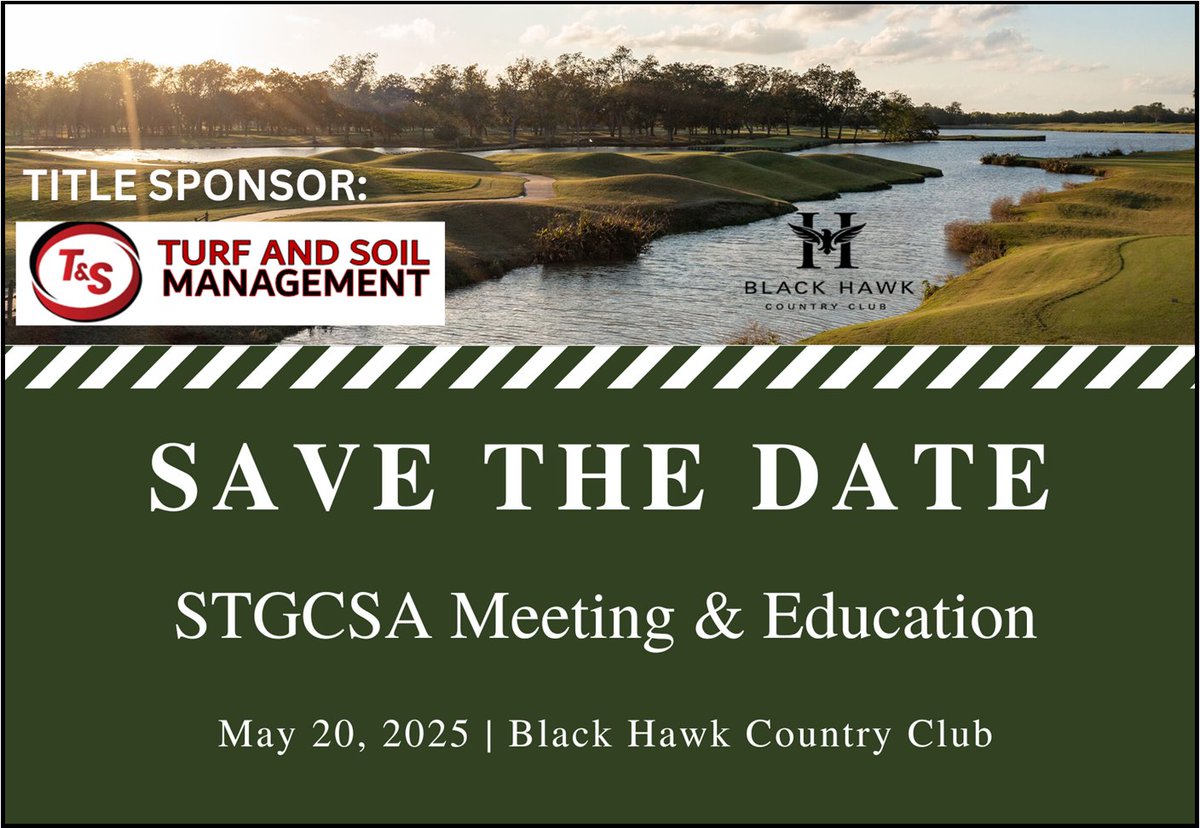 Don't forget to Register for our Meeting &amp; Education on May 20th at Black Hawk CC! Thank you to our Title Sponsor, Turf and Soil Management! Register Today! forms.gle/MxCkqPzzMkvg4u…