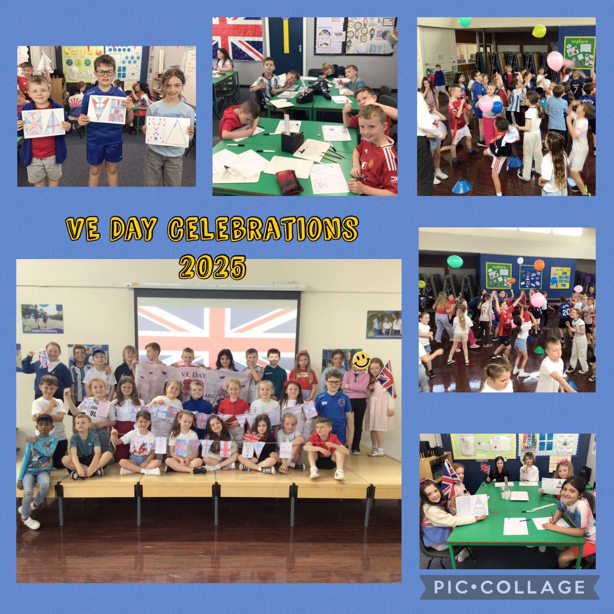 VE Day Celebrations 2025
Year 3/4 had a great time celebrating and creating symmetrical bunting 🥳