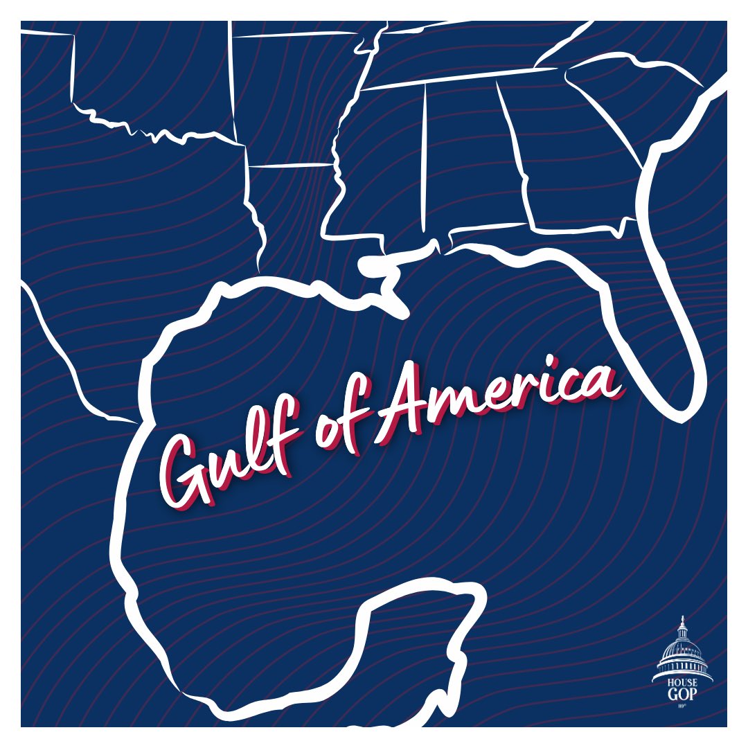 House Republicans (@housegop) on Twitter photo The House is proud to introduce you to the Gulf of America.
Thank you to <a href="/RepMTG/">Rep. Marjorie Taylor Greene🇺🇸</a> for leading this legislation to codify <a href="/POTUS/">President Donald J. Trump</a>’ executive order. The Gulf will forever be America’s. The House is proud to introduce you to the Gulf of America.
Thank you to <a href="/RepMTG/">Rep. Marjorie Taylor Greene🇺🇸</a> for leading this legislation to codify <a href="/POTUS/">President Donald J. Trump</a>’ executive order. The Gulf will forever be America’s.