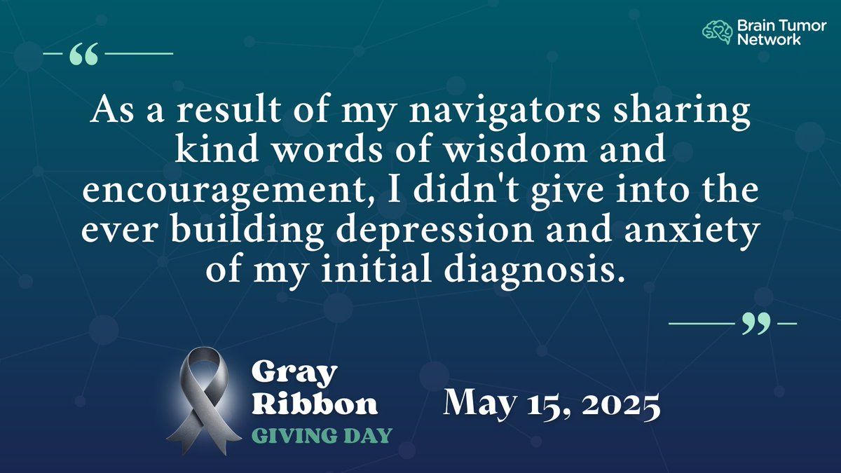 You can honor a loved one impacted by brain tumors during Gray Ribbon Giving Day on May 15th—add your dedication and their name will be included in our Honor Wall tribute.

Learn More: give.braintumornetwork.org/GreyRibbon

#GrayRibbonGivingDay #BrainTumorAwarenessMonth #GoGreyInMay #BTN