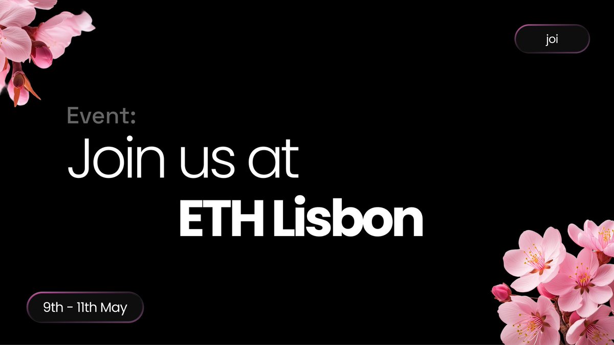 The very first lines of code for joi were written at <a href="/ETHLisbon/">ETHLisbon 🇵🇹</a>, now <a href="/Jamie_Alethieum/">jamie</a> returns as a mentor! 

If you are building and want any support (specifically around AI), drop Jamie a DM!

We will be at a few side events across the weekend too, including the <a href="/solana/">Solana</a> event.