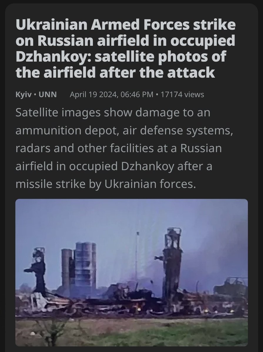 ⚠️ This image is the result of a Ukrainian strike on Russian air defense in Crimea.