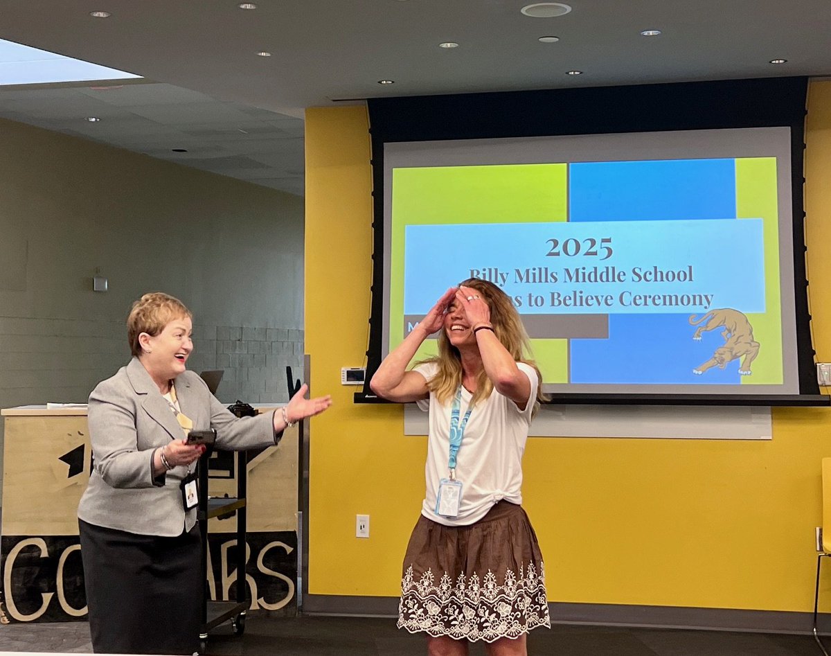 BMMSCougars's tweet photo. 🎉 Staff News!
On May 7th, Ms. Merz was awarded the Lawrence Secondary Teacher of the Year; &amp; will be our district’s nominee for Kansas Teacher of the Year in the fall.

LEAP partner Truity Credit Union awarded Ms. Merz with a $1,000 check. Thank you &amp; congratulations, Ms. Merz! https://t.co/jJbIAWi3Qg