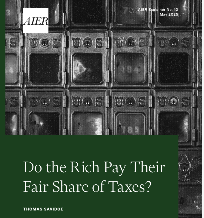 My latest <a href="/aier/">American Institute for Economic Research</a> explainer: "Do The Rich Pay Their Fair Share in Taxes?"
The answer: No...they pay MORE than their fair share!
Learn more: aier.org/article/do-the…