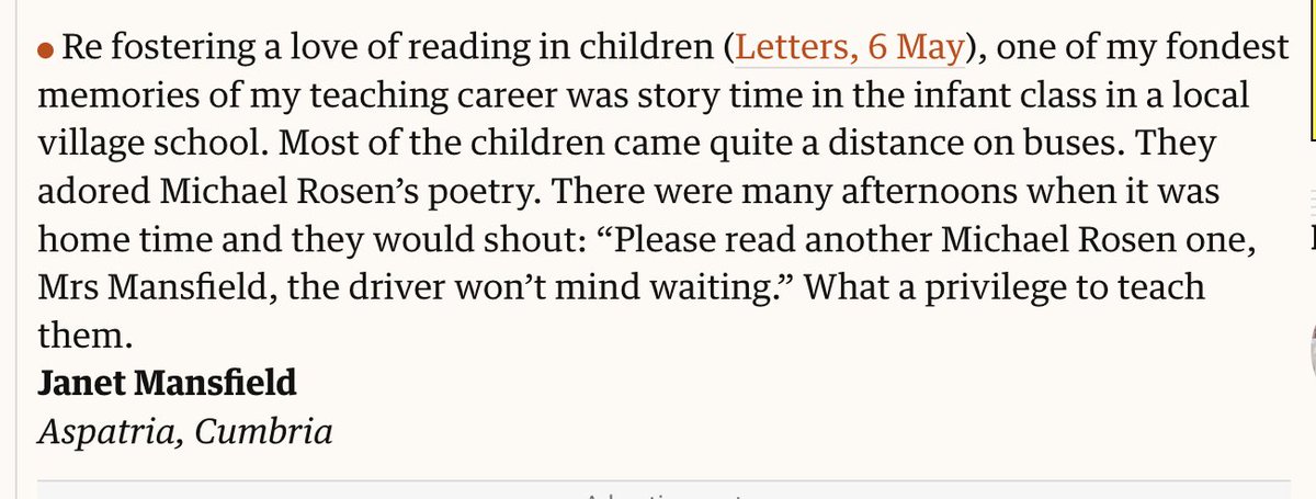 Letter in the Guardian.
Thank you, Mrs Mansfield!