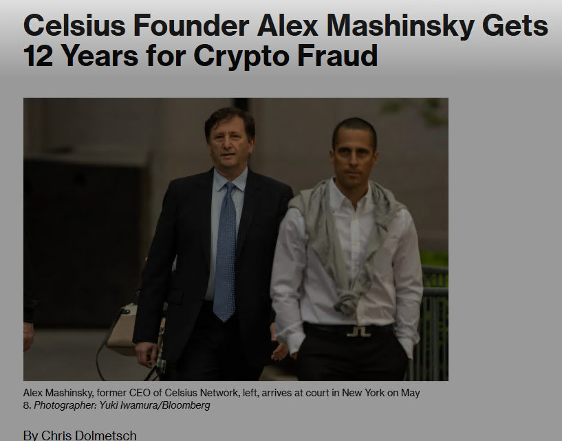 Alex Mashinsky who I spoke against to his face in livestreams has been sentenced to 12 years for Fraud. I warned you then and I'm warning you now. Not your keys not your coins. Crypto was invented to remove counterparty risk, stop giving your money to counterparties!