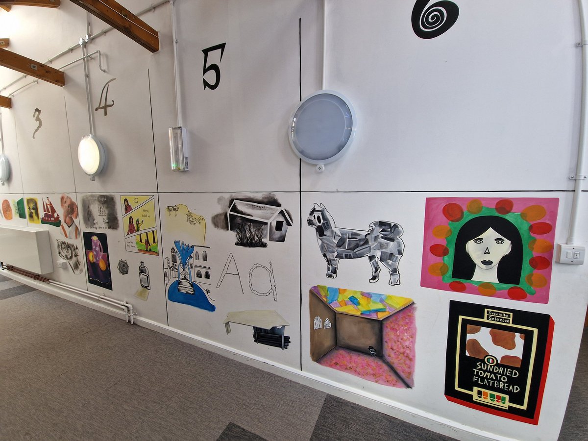 I've been working down in Hastings for the last couple of weeks. I've been painting the progression of art across school; painting examples of the art of artwork produced from Reception up to Year 6.  The space above the paintings will have the children's artwork in frames.