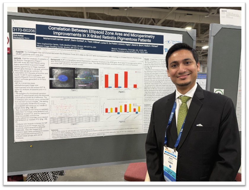 OCT_Waheed's tweet photo. Our OCT research fellow Dr. Muhammad Usman Jamil presenting his poster on imaging and microperimetry testing in patients with X-linked retinitis pigmentosa at ARVO 2025. #TuftsMedicine #ARVO2025 @TuftsMCResearch @OCT_Waheed  @TuftsMedicine https://t.co/nreqXXT1qU
