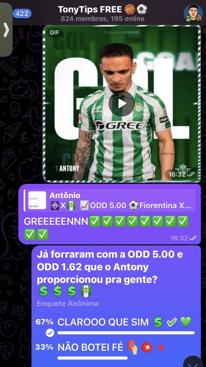TonyTipsHz's tweet image. O dia mal começou e a gente já colocou uma ODD 5.00 e um ODD 1.62 no bolso, não entrou no grupo ainda? Ta perdendo hein… 😜😜😜✅✅✅
(Lembrando da nossa ODD 19.50 que está em aberto e com muita chance de bater = Antony marca + Antony receber cartão)
📈✅