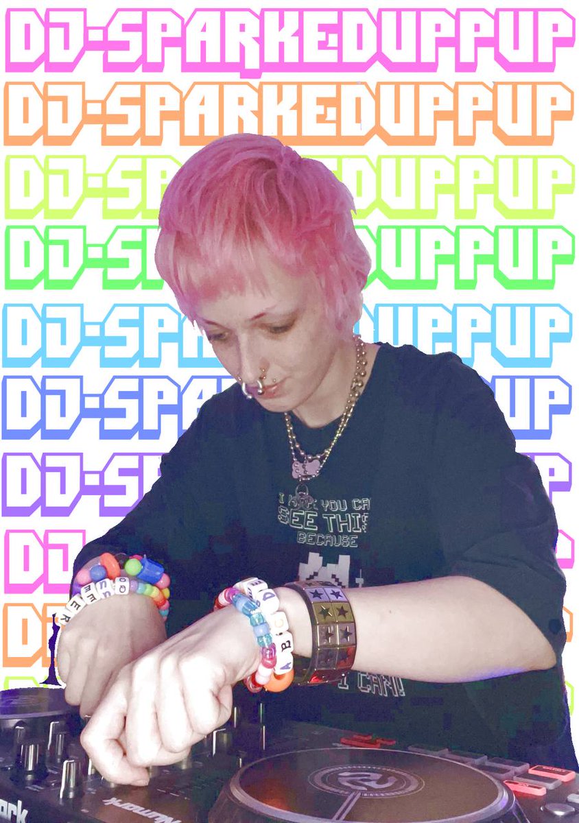 DJ-SPARKEDUPPUP is a high energy Michigan based DJ, specializing in; happy hardcore, EDM, and hyperpop. SPARKEDUPPUP is here to bring a howling good time you won’t forget.