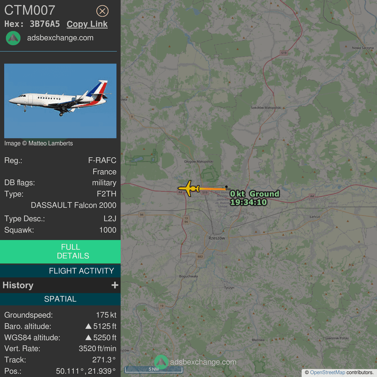 FlottePresident's tweet photo. 🛫 Un Dassault Falcon 2000EX 🇫🇷 République Française vient de décoller près de Jasionka, Pologne.
Vol #CTM007, immatriculation #FRAFC.
Suivre le vol : https://t.co/VFWGrIKKMO https://t.co/3uvrWocMww