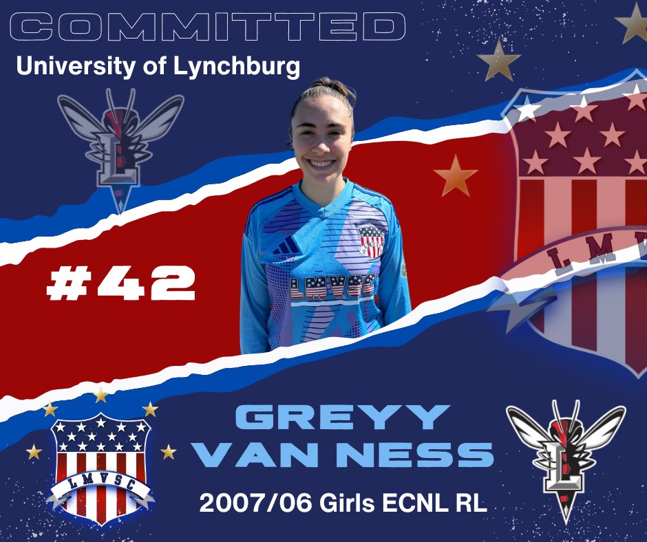 Congrats to Greyy Van Ness (06/07 ECNL-RL) on committing to the University of Lynchburg! ⚽🔥 Your hard work paid off, and we’re proud to be part of your journey. #LMVSC #CollegeCommitment #LynchburgSoccer