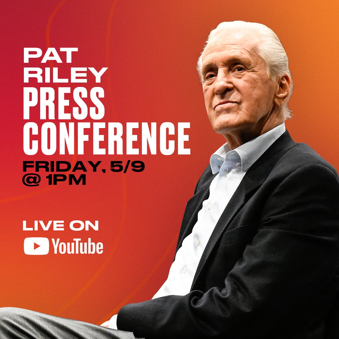 Pat Riley will hold his end of season press conference tomorrow afternoon. Be sure to watch the livestream on our YouTube channel - gohe.at/3Z7hZsA