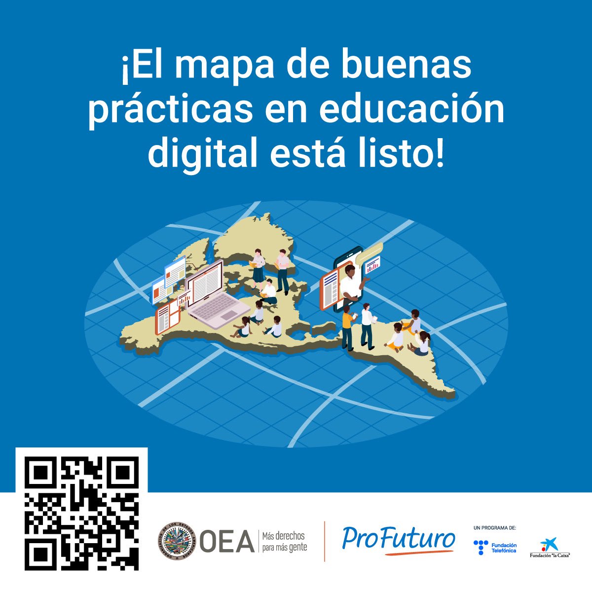 El Mapa de Buenas Prácticas en Educación Digital de las Américas, ya está disponible 🗺️ Descubre las nuevas prácticas educativas que han sido agregadas en esta segunda edición aquí: bit.ly/3Y10Ai6 y escaneando el código QR en la imagen 👇 #EducaciónDigital #MapaBBPP