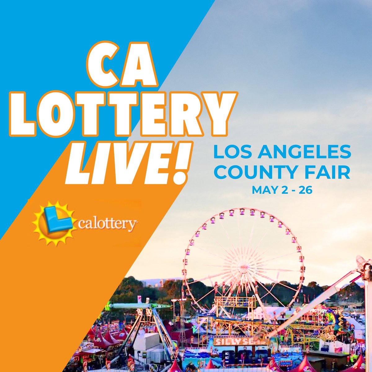 Feeling lucky? 🍀 Stop by CA Lottery LIVE! at the LA County Fair, play the newest games, spin the wheel, and win cool prizes!

Downtown Fairplex 
📍Expo Hall 4