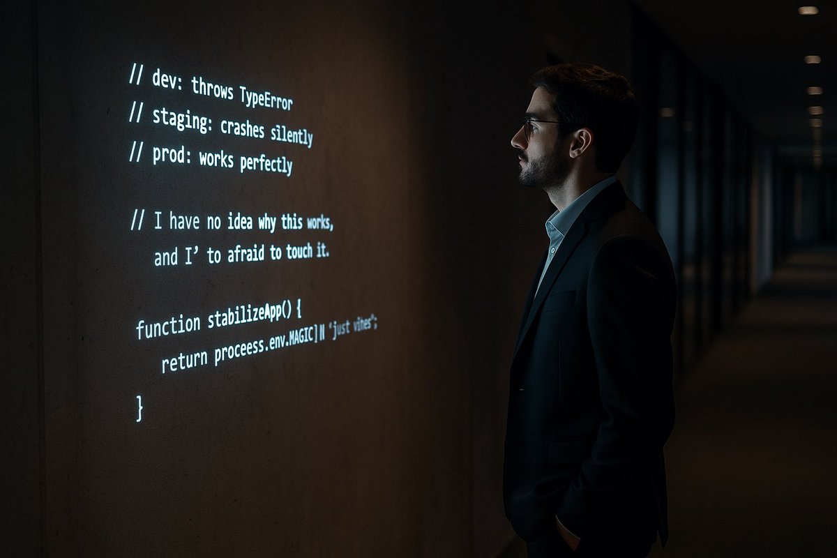 MoussWritesJS's tweet image. That moment when your code works in production…
and you have absolutely no idea why.

Do you fix it?
Or do you walk away… slowly… respectfully.

#DevLife #Debugging #CodeMystery #FullStackDev #ItWorksInProd