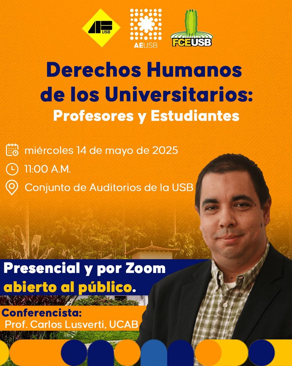 APUSB (@apusb) on Twitter photo Nuestra APUSB, en conjunción con la <a href="/FCEUSB/">FCEUSB</a> y la <a href="/aeusb/">Asociación de Egresados de la USB</a>, tenemos el placer con invitarlos a la conferencia sobre DD. HH. de los universitarios.
Con el colega Carlos Lusverti de la UCAB. <a href="/Lusverti/">Carlos F. Lusverti</a> <a href="/AulaAbiertaLA/">Aula Abierta</a> Nuestra APUSB, en conjunción con la <a href="/FCEUSB/">FCEUSB</a> y la <a href="/aeusb/">Asociación de Egresados de la USB</a>, tenemos el placer con invitarlos a la conferencia sobre DD. HH. de los universitarios.
Con el colega Carlos Lusverti de la UCAB. <a href="/Lusverti/">Carlos F. Lusverti</a> <a href="/AulaAbiertaLA/">Aula Abierta</a>