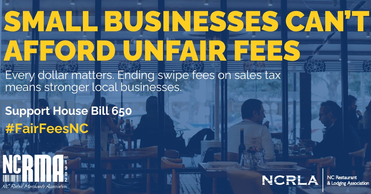 NCRLA (@ncrla) on Twitter photo NC businesses pay millions in swipe fees on tax dollars collected for the government. This unfair cost hits small businesses hardest. Letās fix it. Pass HB 650!
Read our op-ed with the <a href="/ncrma/">NC Retail Merchants</a> at: bit.ly/4kbwBj0
#FairnessForBusiness #NCGA NC businesses pay millions in swipe fees on tax dollars collected for the government. This unfair cost hits small businesses hardest. Letās fix it. Pass HB 650!
Read our op-ed with the <a href="/ncrma/">NC Retail Merchants</a> at: bit.ly/4kbwBj0
#FairnessForBusiness #NCGA