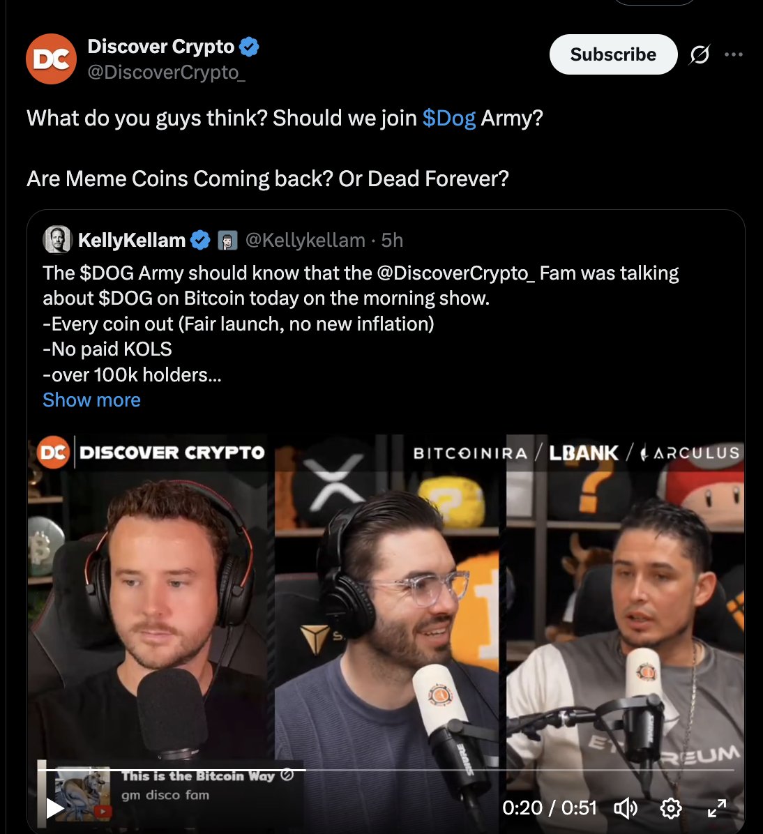 GHOST $DOG (@vittopantoliano) on Twitter photo We think Heck yeah! Yo $DOG Army, <a href="/DiscoverCrypto_/">Discover Crypto</a> account. 1M Followers 👀
Wants to know if they should join the $DOG Army?
Let's welcome them! and once again put the $DOG effect to real use. We think Heck yeah! Yo $DOG Army, <a href="/DiscoverCrypto_/">Discover Crypto</a> account. 1M Followers 👀
Wants to know if they should join the $DOG Army?
Let's welcome them! and once again put the $DOG effect to real use.