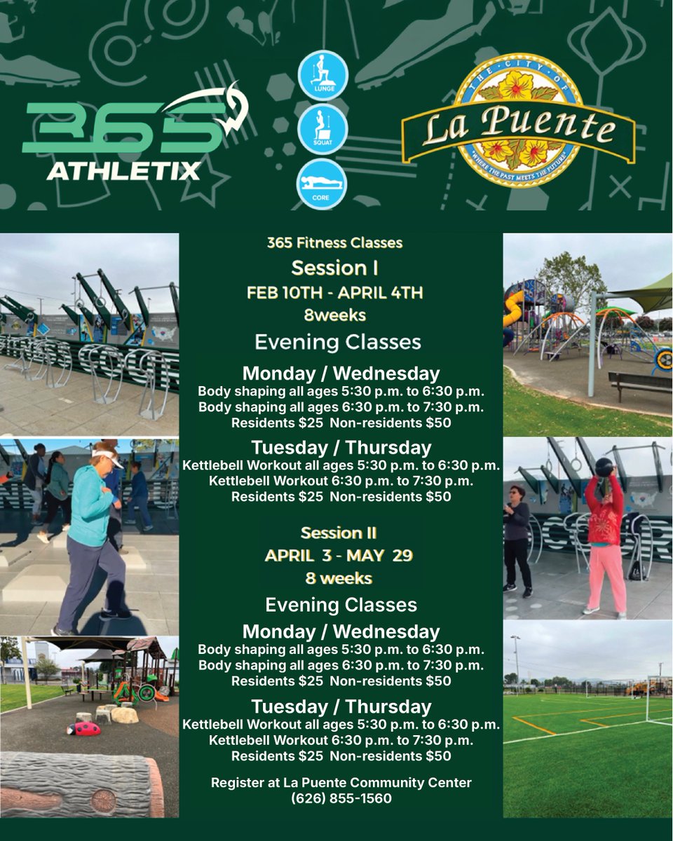 CityofLaPuente's tweet image. 💪 Ready to feel unstoppable?
Join our 8-week kettlebell program to build strength, burn calories &amp;amp; boost energy! 🏋️‍♂️🔥

🗓️ Apr 3–May 29 | 🌆 Evening Classes
💵 $25 (Residents) | $50 (Non-Residents)

📞 Info: (626) 855-1560

#LaPuente #KettlebellPower #FitnessGoals #ActiveLife
