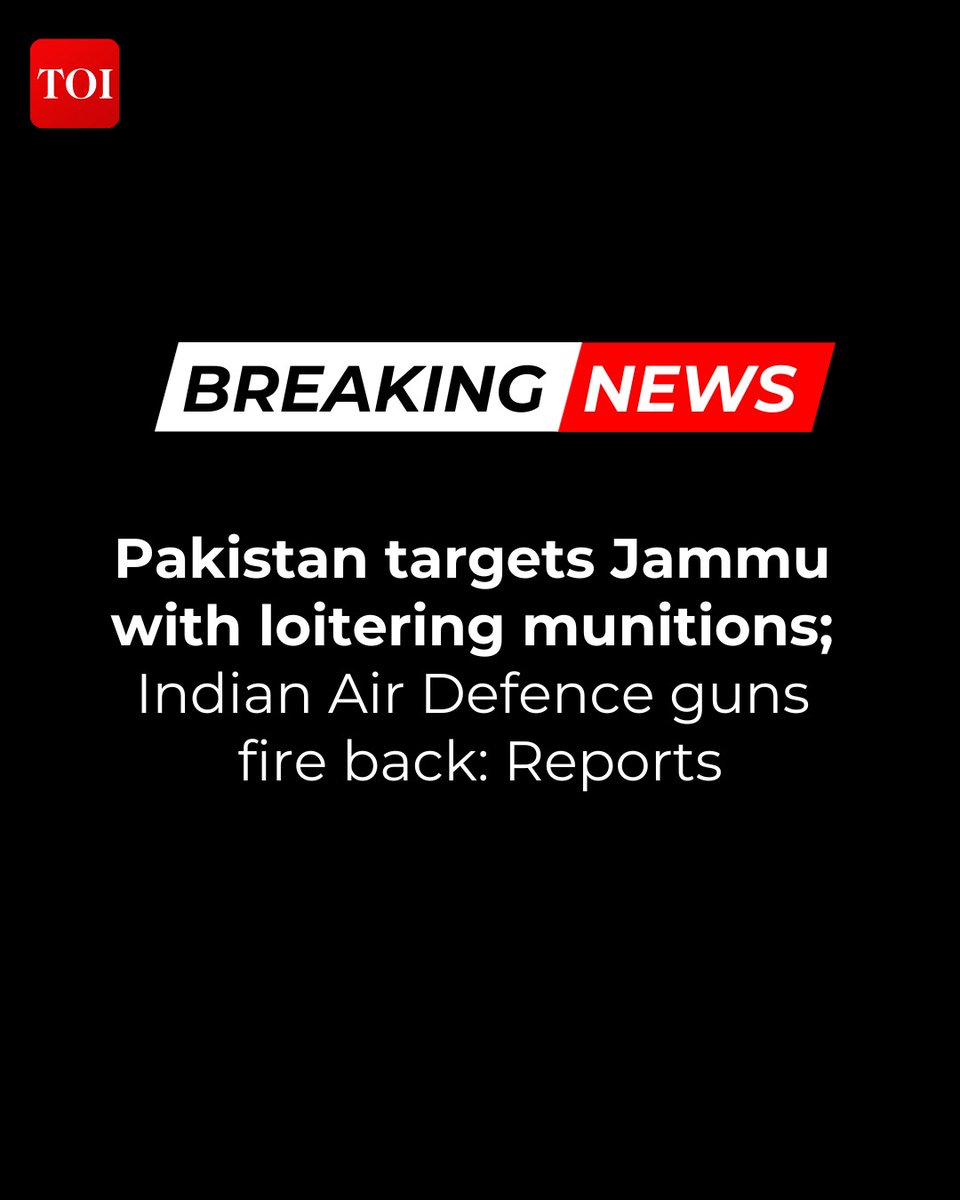 #BREAKING | Pakistan missiles, drones intercepted in Jammu; air sirens sounded amid blackout, reports news agency ANI 

LIVE coverage here 🔗 toi.in/fQiCnb