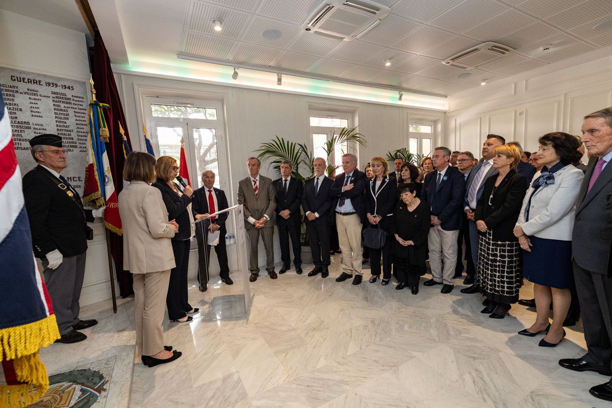 GvtMonaco's tweet photo. Les commémorations du 8 mai 1945 se sont déroulées ce matin au sein de la Maison de France en présence d'Isabelle Berro-Amadeï, Ministre d'Etat par intérim, et de nombreuses personnalités de la Principauté.

Cette date marque la victoire des Alliés sur l'Allemagne nazie et la fin de la Seconde Guerre mondiale en Europe.

@MaisonFranceMC