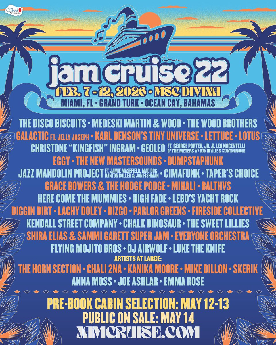 The Wood Brothers (@thewoodbrothers) on Twitter photo See you at sea 🌊🎶 we’re jumping on next year’s <a href="/jamcruise/">Jam Cruise</a>!
Pre-book Cabin Selection May 12-13, Public On Sale May 14. More info at jamcruise.com
#jamcruise #jamcruise22 See you at sea 🌊🎶 we’re jumping on next year’s <a href="/jamcruise/">Jam Cruise</a>!
Pre-book Cabin Selection May 12-13, Public On Sale May 14. More info at jamcruise.com
#jamcruise #jamcruise22