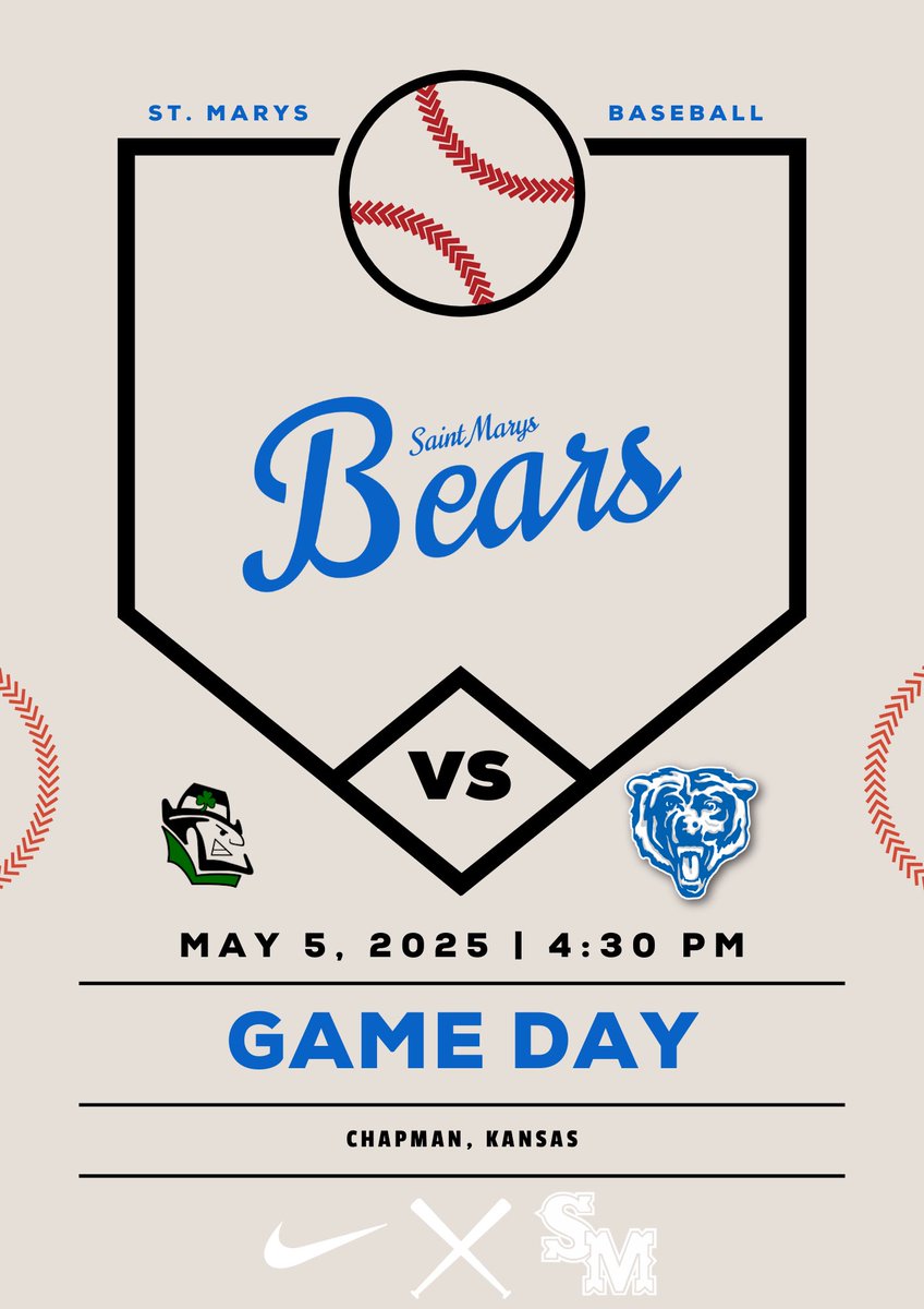 Beautiful day for ball! Go Bears! 🐻⚾️

🆚  Chapman Irish 
⌚️4:30 PM
📍Chapman, KS
🔗web.gc.com/teams/UMwZIZkH