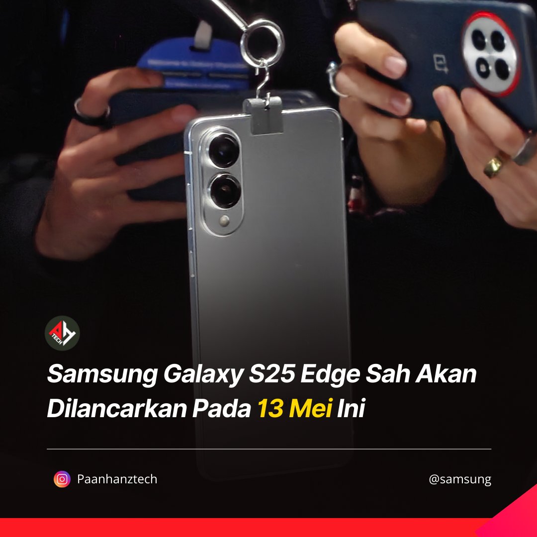 Samsung Galaxy S25 Edge sah akan dilancarkan pada 13 Mei, jam 8 pagi waktu Malaysia. 

Peranti ini didatangkan dengan kamera 200MP, rekaan nipis &amp; Galaxy AI baharu. Fokus AI pengecam suasana, edit gambar pintar &amp; prestasi flagship.

Sama² kita tunggu pelancarannya!

#paanhanztech