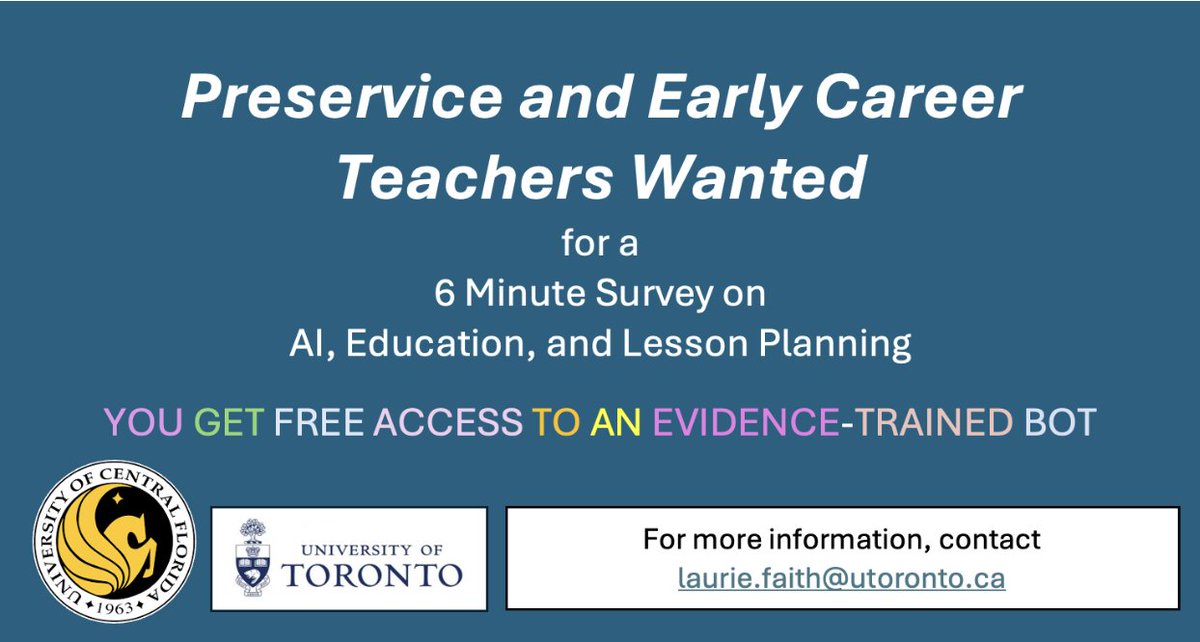 Quick little survey - get a link to an evidence-trained bot. Not commercial - just a free edu bot. ucf.qualtrics.com/jfe/form/SV_bK…  Please share with your friends! <a href="/HPEschools/">Hast. and Pr. Ed.DSB</a> <a href="/alcdsb/">ALCDSB</a>  <a href="/YRDSB/">York Region DSB</a> <a href="/HaltonDSB/">HDSB</a> <a href="/HCDSB/">Halton Catholic DSB</a> <a href="/PVNCCDSB/">PVNCCDSB</a> <a href="/SagonaskaLD/">SagonaskaSchool</a>