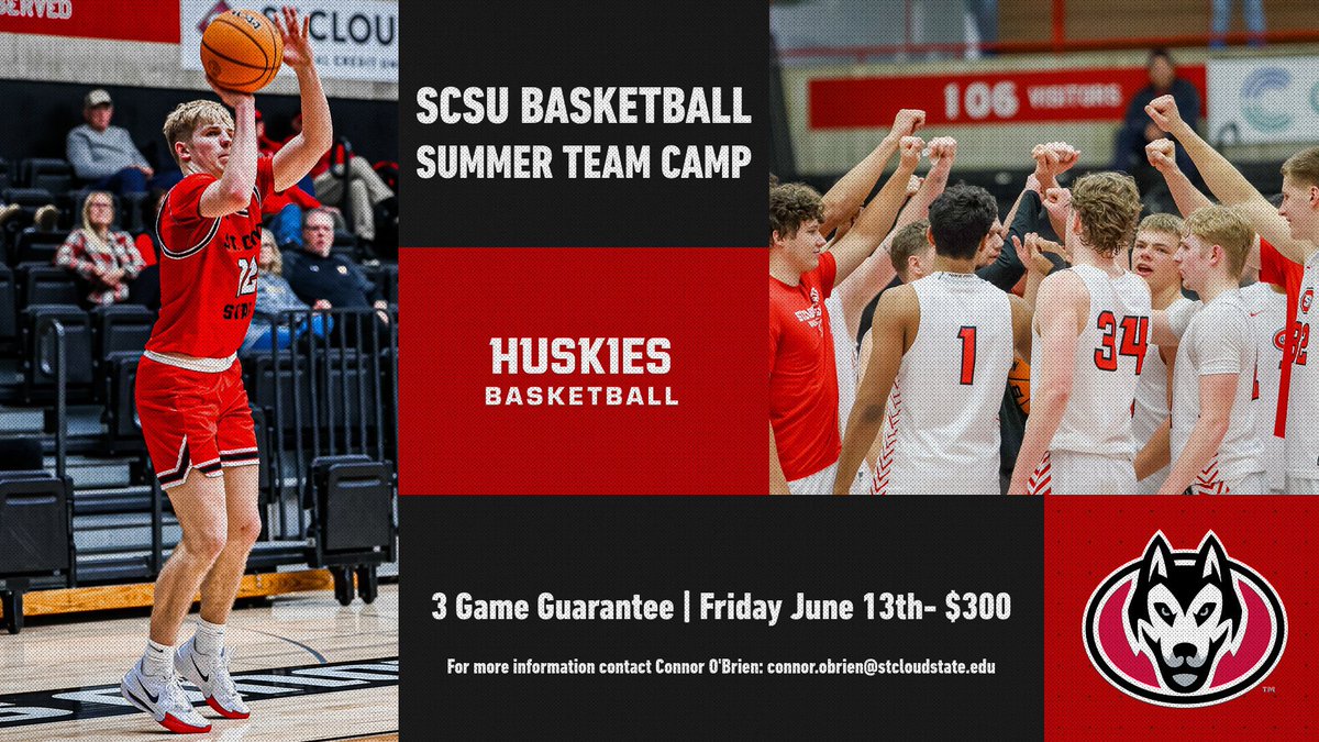 St. Cloud State Men's Basketball (@scsuhuskies_mbb) on Twitter photo ๐๐๐ฅ๐ฅ๐ข๐ง๐ ๐๐ฅ๐ฅ ๐๐ข๐ ๐ก ๐๐๐ก๐จ๐จ๐ฅ ๐๐๐ซ๐ฌ๐ข๐ญ๐ฒ ๐๐จ๐ฒ๐ฌ ๐๐๐ฌ๐ค๐๐ญ๐๐๐ฅ๐ฅ ๐๐๐๐ฆ๐ฌโผ๏ธ
Our team camp on June 13 is right around the corner!
For more information and registration, contact Coach Connor OโBrien (connor.obrien@stcloudstate.edu) ๐๐๐ฅ๐ฅ๐ข๐ง๐ ๐๐ฅ๐ฅ ๐๐ข๐ ๐ก ๐๐๐ก๐จ๐จ๐ฅ ๐๐๐ซ๐ฌ๐ข๐ญ๐ฒ ๐๐จ๐ฒ๐ฌ ๐๐๐ฌ๐ค๐๐ญ๐๐๐ฅ๐ฅ ๐๐๐๐ฆ๐ฌโผ๏ธ
Our team camp on June 13 is right around the corner!
For more information and registration, contact Coach Connor OโBrien (connor.obrien@stcloudstate.edu)