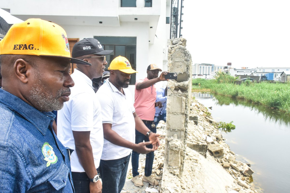 kunle_adeshina's tweet photo. PRESS RELEASE
LASG EXTENDS REMOVAL NOTICE TO OWNERS OF  STRUCTURES ON IKOTA RIVER SETBACK AHEAD   OF RIGHT OF WAY RESTORATION

The LASG Thursday issued an extended vacation notice to remove valuables to all residents and owners of structures on the Ikota River setback as the state commenced the poking of fences on the setback.

The additional notice was sequel to passionate pleas from some of the residents followed the expiration of all served mandatory contravention notices served on the properties to restore the drainage right of way along the Ikota River.

 Speaking with newsmen after an inspection tour to the affected areas cutting across Oral, Westend and Parts of Megamound Estates in Lekki, HC MOE&WR, Tokunbo Wahab said the removal of all contravening structures would soon commence in order to find a lasting solution to flooding issues in the axis. 

He said Govt had received several complaints  and whilst it was engaging the property owners to find a win-win solution with reduced economic impact on home owners, some developers have gone ahead to  further sandfill and push back the Ikota river. 

He added that LASG had a digital footprint of the length and breath of the river, stressing that the tour was to ascertain the extent of encroachment of the ROW and what  the team experienced was not encouraging. 

Wahab said "We have decided to give some more time to home owners to relocate their families and their valuables, hence the shift in the date for commencement of the restoration process".

Said he: "We will allow them move their things out; family men and women with children reside here; So whilst that is ongoing, we poked the walls as signal of our readiness to restore the Right of Way". 

At Oral Estate, Wahab noted that the level of encroachment witnessed  cannot be compared to what was on ground last year when the state officials visited, stating  that while some residents were engaging  government to find lasting solution to rechannel some of the primary alignments and secondary collectors, some developers have went ahead to push back the right of way for the Ikota River. 

"At Lekki County here, what some developers are doing is reclamation and government needs to put them in check; If you are doing a reclamation, the first thing you have to obtain is Environmental Impacts Assessment (EIA) and Drainage Clearance documents and most of them do not have it" he said

He stated that the EIA process would ensure that the reclamation does not extend beyond the drainage alignment and the discharge of storm water does not affect the ecosystem before the EIA document will be issued.

He directed that the reclaimation on going at Lekki County should stop because those doing it have sandfilled and pushed beyond the limits into the right of way.

The Commissioner noted that in Oral Estate, about 18 Units were affected, 13 in Lekki County and 8 units in Westend Estate adding that only those lying within the River Ikota will be removed.

"But what we also seek to do is engage homeonners  properly because developers are selling and giving titles to innocent buyers of value, that's why I say let those people that are innocent, that have their children in schools shouldn't get their lives disrupted because you want to enforce". 

"Home owners affected are not disputing the fact that something is wrong, they have all admitted, but they are appealing to the government to give them  time to find a way to reset ourselves"

"We will come back and  see the level of compliance so the notices are not timed,  but we are telling them, just they must find a way to move their things" 

Also on the tour were SA Environment, Engr. kunle Rotimi- Akodu; PS, Drainage Services Engr. Mahamood Adegbite; 
LASWMO GM, Engr Adefemi Afolabi & other  directors. 

Signed
Kunle Adeshina
Director Public Affairs
MOE&WR
May 8, 2025
@jidesanwoolu @drobafemihamzat
@followlasg
@tokunbo_wahab
@rotimi_akodu
@Mr_JAGs
@LasgMOE
@enviupdatelasg @mogbite @tajhgajy