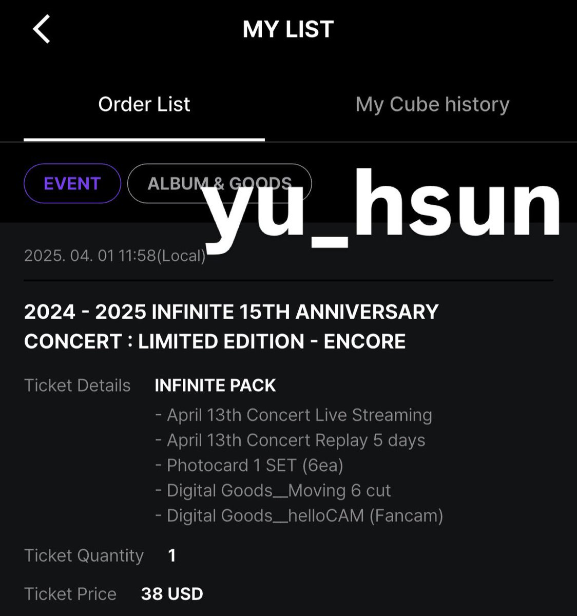 콘서트 보면서 “아… 살아있길 잘했다…”
응원소리 다 들리고 현장감 미쳤어ㅠㅠ
INFINITE랑 INSPIRIT 다 멋졌고, 
서울 아니어도 함께할 수 있어 행복했어🥹

#hellolive_INFINITE
#INFINITE
#LIMITEDEDITION