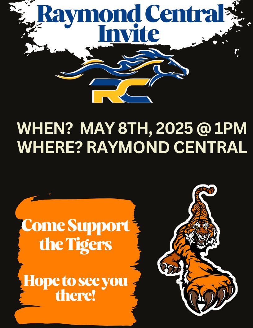 NbcTrack's tweet image. The Track Team Heads to Raymond Central for a tune up before Districts next week. Starts at 1pm!!!