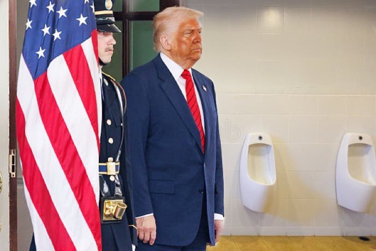 When President Trump needs a touch up, he enters his throne like a king.