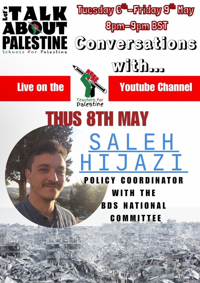 Tune in to our Youtube channel at 8pm to hear the incredible Saleh Hijazi. 

#Palestine #Ireland #Education