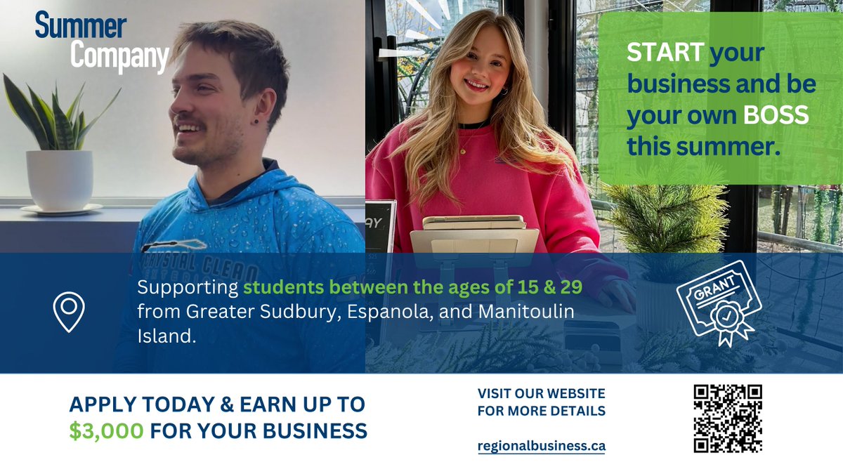 Are you a Cambrian student with a great business idea looking to earn some extra money?  Visit the new Hanson Venture Lab (Room 2208) today from 1:00 - 3:00 pm to learn how the Regional Business Centre’s Summer Company Program can help you launch your idea and get paid doing it.