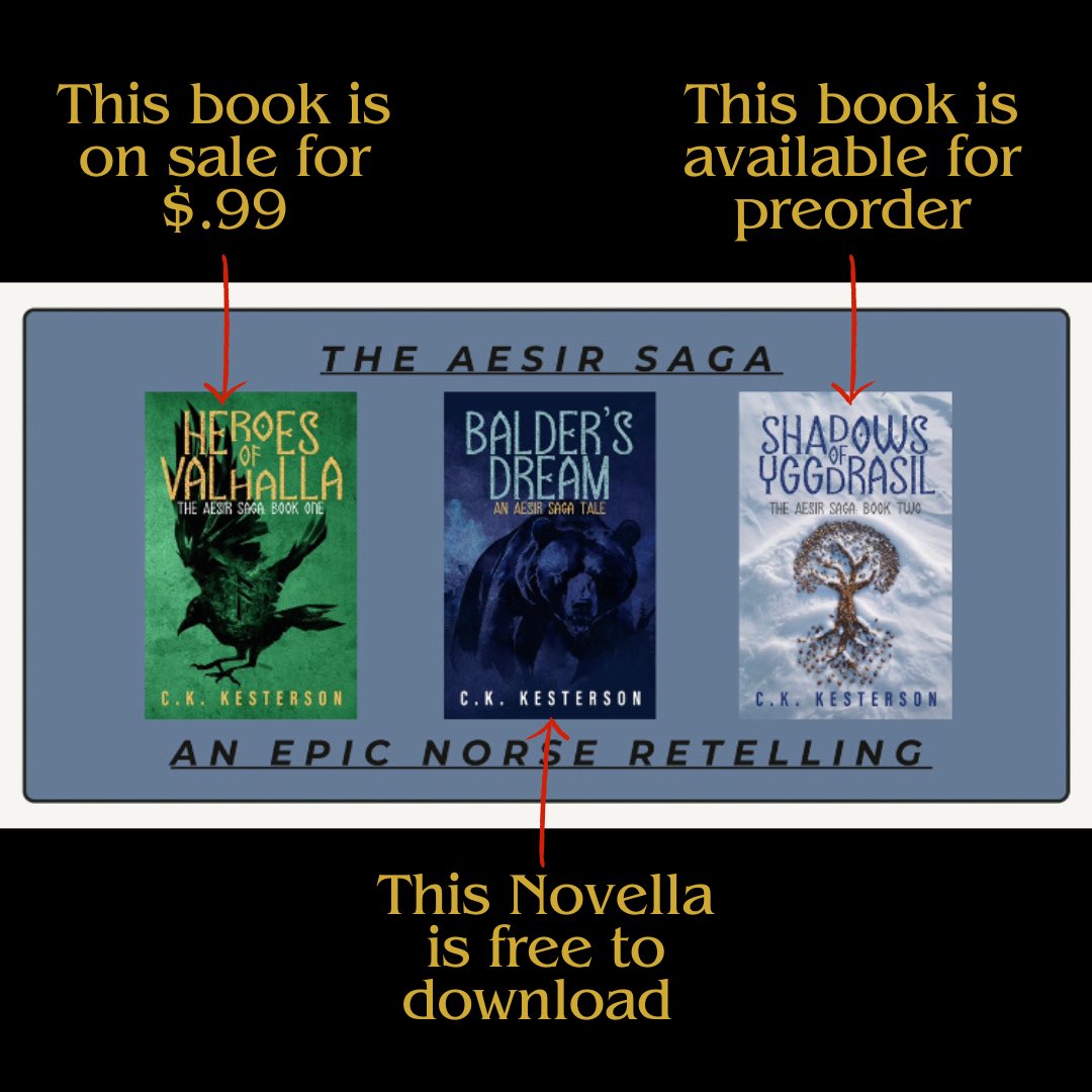 CKKesterson's tweet photo. Looking for a new series to read? 

Want to support an indie author?

Check out my series on Norse mythology.

Links to all the books below. https://t.co/o9WeZqG4YM