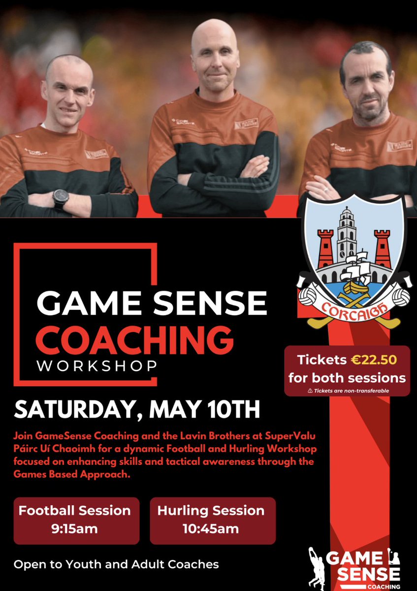 Aidan O'Connell (@aidanoc_cork) on Twitter photo The Lavin Brothers <a href="/GaelicSense/">GameSenseCoaching</a> will be delivering a hurling & football workshop for youth/adult coaches this Saturday May 10th.
Great opportunity for coach development! Limited
places available!
Registration👇
gaacork.ie/2025/04/17/gam…
<a href="/OfficialCorkGAA/">Cork GAA</a> <a href="/CorkGAACoaching/">Cork Gaa Coaching & Games</a> The Lavin Brothers <a href="/GaelicSense/">GameSenseCoaching</a> will be delivering a hurling & football workshop for youth/adult coaches this Saturday May 10th.
Great opportunity for coach development! Limited
places available!
Registration👇
gaacork.ie/2025/04/17/gam…
<a href="/OfficialCorkGAA/">Cork GAA</a> <a href="/CorkGAACoaching/">Cork Gaa Coaching & Games</a>